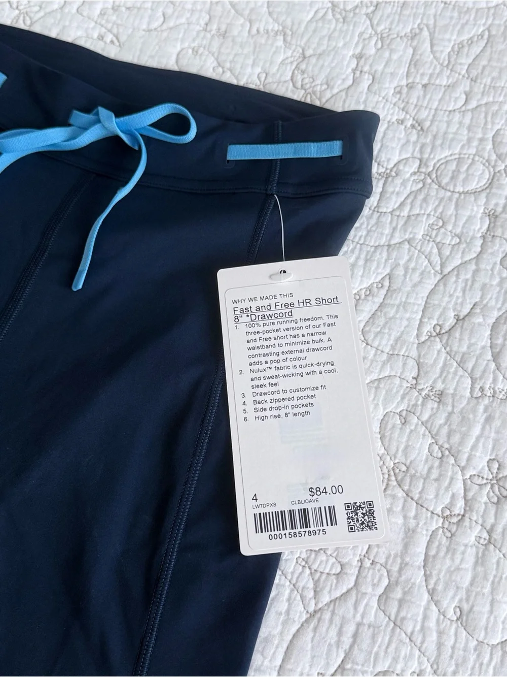 Lululemon Fast and Free HR Short 8” Drawcord Size 4 NWT